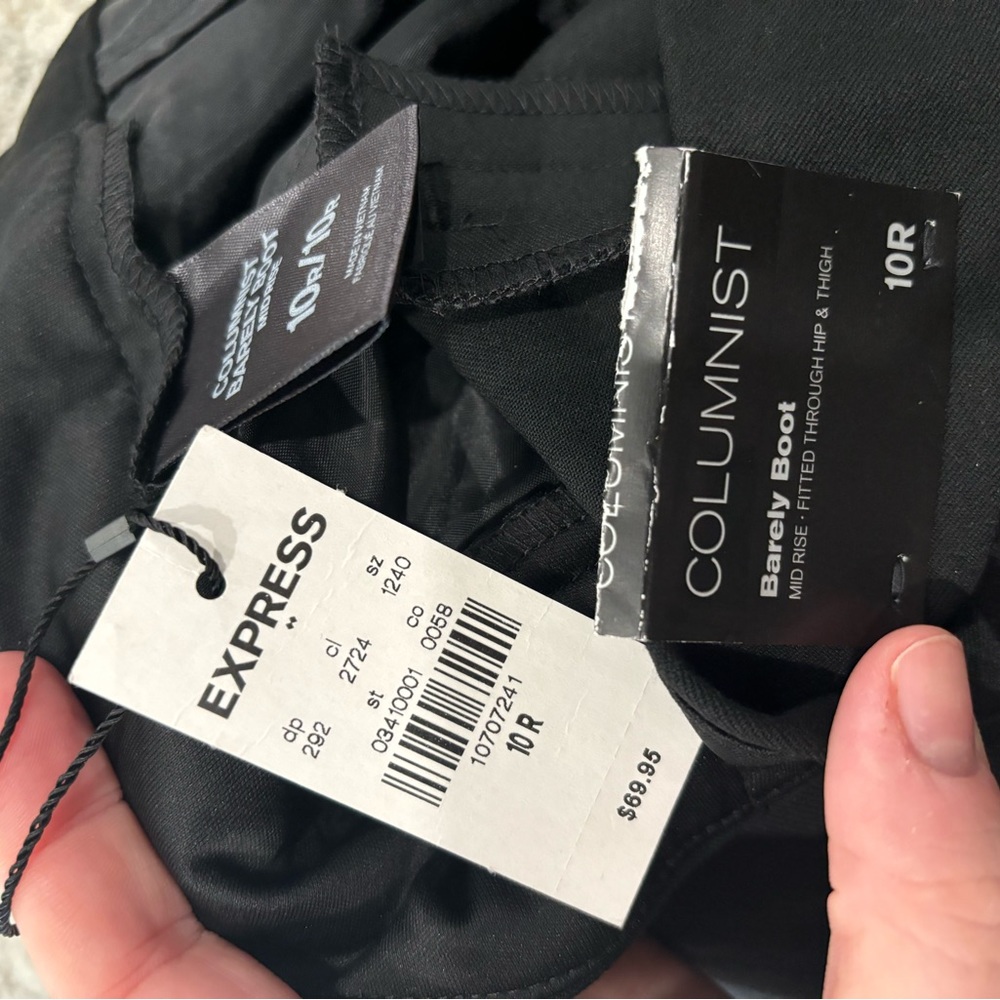 Black express columnist barely boot dress pants